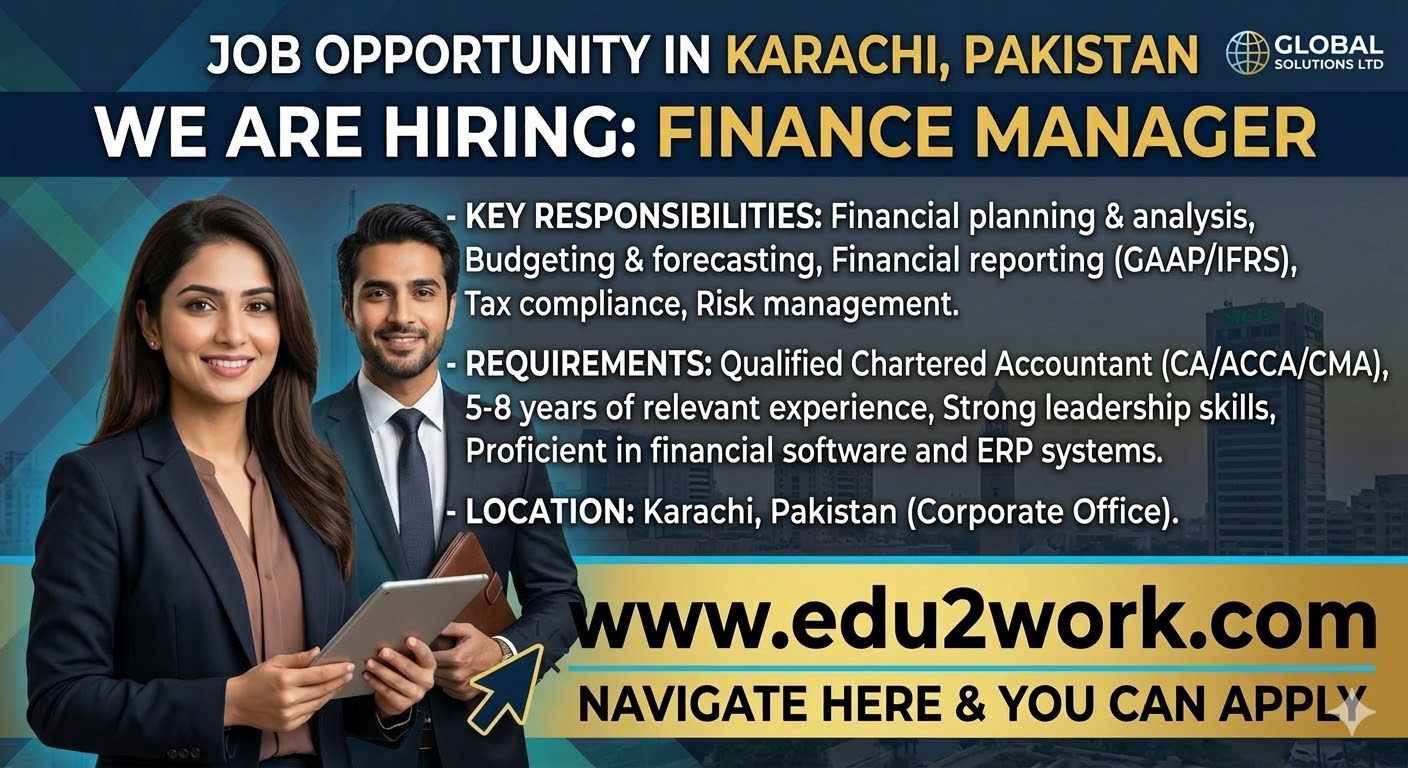 Finance Manager Job in Karachi Pakistan