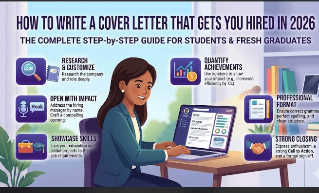 How to Write a Cover Letter That Gets You Hired in 2026: The Complete Step-by-Step Guide for Students and Fresh Graduates You have spent weeks perfecting your resume. You have tailored it, formatted it, and polished every bullet point until it shines. Then you see it — that dreaded line in the job application: "Please attach a cover letter." And suddenly, all that confidence evaporates. What do you write? How long should it be? Do employers even read cover letters anymore? Is it just a formality, or does it actually matter? Here is the honest answer: a well-written cover letter can be the single deciding factor between getting an interview and being passed over — especially when you are a student or fresh graduate with limited work experience. When two candidates have similar resumes and qualifications, the cover letter is often what tips the hiring manager toward one person over the other. It is your opportunity to speak directly to the employer as a human being, not just as a list of qualifications on a page. It is your chance to explain not just what you have done, but who you are, why you genuinely want this specific role, and what unique value you will bring to their team. This guide will teach you everything you need to know about writing a cover letter that actually gets read, gets remembered, and gets you hired — with real examples, practical templates, and expert advice tailored specifically for students and fresh graduates navigating the job market in 2026. Table of Contents 1. What Is a Cover Letter and What Is Its Purpose? 2. Why Cover Letters Still Matter Enormously in 2026 3. The Anatomy of a Perfect Cover Letter 4. Step-by-Step Guide to Writing Your Cover Letter 5. Real Cover Letter Examples for Students 6. Cover Letter Templates You Can Use Today 7. Common Cover Letter Mistakes to Avoid 8. Expert Tips to Make Your Cover Letter Stand Out 9. Cover Letter Checklist Before You Submit 10. Frequently Asked Questions 11. Final Thoughts What Is a Cover Letter and What Is Its Purpose? A cover letter is a one-page professional document that you submit alongside your CV or resume when applying for a job. While your CV lists your qualifications, skills, and experience in a structured format, the cover letter is a written communication addressed directly to the hiring manager that explains why you are applying, what makes you a strong candidate for this specific role, and what you will contribute to the organization. Think of your CV as your professional data sheet and your cover letter as your personal introduction — the human voice behind the data. The purpose of a cover letter goes beyond simply summarizing your resume. A strong cover letter does several important things simultaneously. It demonstrates that you have done your research on the company and the role, rather than sending a generic mass application. It allows you to address any unusual circumstances — like a gap in your academic history, a career change, or the fact that you are applying from a different city or country. It gives you space to explain how specific experiences from your university life, personal projects, or volunteer work have prepared you for this particular position. And most importantly, it gives the hiring manager a sense of your personality, your communication ability, and your genuine enthusiasm for the opportunity — things that a CV simply cannot convey. Why Cover Letters Still Matter Enormously in 2026 There is a persistent myth in student circles that cover letters are outdated, that nobody reads them, and that your time is better spent optimizing your resume. This myth is genuinely damaging to job seekers who believe it, because the reality in 2026 is quite different. While it is true that some large companies that receive thousands of applications use automated screening systems that filter resumes before a human ever reads them, the majority of hiring decisions — especially at the small and medium business level where most entry-level and graduate jobs actually exist — still involve a human being reading your application carefully. And for those human beings, a thoughtful, well-written cover letter is often the most memorable part of the application. Consider the perspective of a hiring manager who has spent an afternoon reading fifty near-identical resumes from fresh graduates. Same GPA ranges, similar university projects, almost identical skill lists. Then they open a cover letter that speaks directly to a specific challenge their company is facing, connects the candidate's university research project to a real problem in their industry, and closes with a clear, confident statement of intent. That letter stands out. That candidate gets the interview. The cover letter did not just supplement the resume — it transformed the entire perception of the candidate. In 2026 specifically, with the rise of AI-generated resumes and cover letters flooding hiring managers' inboxes, a genuinely personal, thoughtfully written cover letter has actually become more valuable, not less. When a hiring manager can tell that a candidate took the time to write something real and specific — rather than generating a generic document with an AI tool — it signals exactly the kind of attention to detail, genuine interest, and communication ability that employers value most. The Anatomy of a Perfect Cover Letter Before you start writing, it helps to understand the structure of an effective cover letter so you know exactly what belongs where and why each component matters. A professional cover letter has six distinct sections, each serving a specific purpose in the overall communication. Section Content Length Purpose Header Your name, contact details, date, employer details 4 to 6 lines Professional formatting and identification Salutation Greeting addressed to specific person if possible 1 line Personal, professional opening Opening Paragraph Who you are, what role you are applying for, compelling hook 3 to 4 sentences Grab attention immediately Body Paragraph 1 Your most relevant skills and experiences for this specific role 4 to 6 sentences Demonstrate your value and fit Body Paragraph 2 Why you want THIS company specifically — research and connection 3 to 5 sentences Show genuine interest and research Closing Paragraph Call to action, thank you, confident statement of intent 3 to 4 sentences Professional close and next step Step-by-Step Guide to Writing Your Cover Letter Step 1: Research the Company and Role Thoroughly Before Writing a Single Word The most common reason cover letters fail is that they are written before the writer has done any meaningful research on the company or role. A cover letter written without research will inevitably be generic — it will talk about the candidate's skills in abstract terms without connecting them to anything specific about the company's actual work, culture, challenges, or goals. Before you open a document and start writing, spend at least 30 to 45 minutes researching the organization. Visit their official website and read the About Us page, their mission statement, and any recent news or announcements. Check their LinkedIn page for recent posts and employee profiles. Look for any recent projects, product launches, or initiatives they have been involved in. Read the job description line by line and highlight the skills and qualities they emphasize most strongly. This research will be the foundation of a cover letter that feels personal, specific, and genuinely impressive to anyone who reads it. Step 2: Write a Professional Header Your cover letter header should mirror the formatting of your CV for consistency. Include your full name in a slightly larger font at the top, followed by your email address, phone number, LinkedIn profile URL if you have one, and your city or location. Below your details, include the date and then the employer's details — the name of the hiring manager if you know it, their job title, the company name, and the company address. If you do not know the hiring manager's name, check LinkedIn or call the company's reception to ask — this small effort is noticed and appreciated by hiring managers more than you might expect. Step 3: Address the Right Person by Name This is a small detail that makes a significant difference. Whenever possible, address your cover letter to the specific person who will be reading it — "Dear Mr. Ahmed," or "Dear Ms. Khan," rather than the impersonal "Dear Hiring Manager" or the outdated "To Whom It May Concern." Taking the time to find the recruiter or hiring manager's name shows initiative and attention to detail. Check the job posting, the company's LinkedIn page, or their website's team page. If you genuinely cannot find a name after a reasonable effort, "Dear Hiring Team," is a professional and acceptable alternative. Step 4: Write an Opening Paragraph That Immediately Grabs Attention Your opening paragraph is the most important part of your cover letter because it determines whether the hiring manager reads the rest of it or sets it aside. Most cover letters open with some version of "I am writing to apply for the position of..." which is technically correct but instantly forgettable. A genuinely strong opening does something different — it leads with a specific insight, a connection to the company's work, or a compelling statement about why this particular role excites you. For example, instead of "I am writing to apply for the Marketing Assistant position," consider something like: "Having followed your company's content marketing campaigns for the past year and seeing firsthand how effectively you connect with young professionals through storytelling-driven content, I am genuinely excited to apply my content strategy skills to the Marketing Assistant role on your team." The difference in impact is enormous. Step 5: Write Body Paragraph One — Connect Your Experience to Their Needs The first body paragraph is where you make your strongest case for why you are a qualified candidate for this specific role. This is not the place to list your skills the way your CV does — it is the place to tell a specific, concrete story about how you have demonstrated those skills in a real context, and then connect that story directly to what the employer needs. Use the STAR framework: describe the Situation you were in, the Task you needed to accomplish, the Action you took, and the Result you achieved. Even if your experience comes entirely from university projects, volunteer work, or personal initiatives rather than formal employment, a well-told STAR story about a relevant experience is genuinely compelling to hiring managers. Be specific about what you did and what the outcome was — specificity is what transforms a vague claim into a credible one. Step 6: Write Body Paragraph Two — Show You Genuinely Want This Company The second body paragraph answers a question that every hiring manager is subconsciously asking when they read an application: "Does this person actually want to work for us specifically, or are we just one of fifty companies they applied to today?" You answer this question by demonstrating specific knowledge of and genuine enthusiasm for the company — not just the role. Mention something specific about their work that you find genuinely impressive or exciting. Connect their company mission or values to something in your own background or aspirations. Explain how working with this specific team would help you develop in a direction that matters to you. This paragraph is about showing that you have done your homework and that your interest in the company is real and specific — not generic. Step 7: Close With Confidence and a Clear Call to Action Your closing paragraph should do three things: express genuine gratitude for the hiring manager's time in reading your application, state clearly and confidently that you would welcome the opportunity to discuss your application further in an interview, and provide a clear indication of your next step — whether that is that you will follow up by a specific date or that you are available to speak at their convenience. Avoid closing with overly apologetic or uncertain language like "I hope I might possibly be considered..." Confident and professional closing language sounds more like: "I would welcome the opportunity to discuss how my background in content marketing and social media strategy can contribute to your team's goals. I am available for an interview at your convenience and look forward to hearing from you." Then sign off with "Yours sincerely" if you addressed the letter to a named person, or "Yours faithfully" if you used a generic salutation. Real Cover Letter Examples for Students and Fresh Graduates Example 1: Fresh Graduate Applying for a Marketing Assistant Role Weak Version: "I am a recent marketing graduate with skills in digital marketing, social media, and content creation. I am a hardworking, motivated team player who is looking to start my career in a dynamic company. I believe I would be a good fit for this role because I have studied marketing and I am passionate about it." Strong Version: "As a final-year Marketing student at the University of Karachi, I have spent the past three years not just studying marketing theory but applying it in practice — managing a university society's social media presence from 400 to over 3,200 followers using targeted content strategy and Instagram analytics. When I came across the Marketing Assistant role at your company, I was immediately drawn to it because your team's approach to community-led content marketing is exactly the direction I believe digital marketing is heading, and it aligns precisely with the skills I have been developing. I would be excited to bring both my practical social media experience and my genuine enthusiasm for data-informed content strategy to your growing marketing team." The difference between these two versions is the difference between a forgettable application and a compelling one. The strong version is specific, demonstrates real evidence of relevant skill, connects to the company's actual work, and communicates genuine enthusiasm rather than generic motivation. Example 2: Student Applying for a Part-Time Research Assistant Role Strong Opening Paragraph: "My final-year dissertation on the economic impact of microfinance programs in rural Pakistan required me to conduct primary research with over 150 survey participants, analyze quantitative data using SPSS, and synthesize findings into a 12,000-word academic paper that my supervisor described as 'publishable quality.' When I saw your research team's opening for a part-time Research Assistant focused on development economics, it felt like a natural extension of work I am already deeply invested in — and an opportunity to contribute those research skills to a team whose impact I genuinely admire." Cover Letter Template You Can Customize Today Use the following template as a starting framework. Replace every bracketed section with specific, personalized content. Never submit this template without thoroughly customizing it — a generic template is worse than no cover letter at all. Section Template Text Your Details [Your Full Name] | [Email] | [Phone] | [LinkedIn URL] | [City, Country] Date [Day Month Year] Employer Details [Hiring Manager Name] | [Their Title] | [Company Name] | [Company Address] Salutation Dear [Mr./Ms. Last Name], Opening [Compelling hook about why this specific company and role excites you + who you are + what you are applying for] Body 1 [Specific STAR story demonstrating your most relevant skill or experience for this role + connection to what they need] Body 2 [What specifically excites you about this company — their mission, work, culture, recent project + how it connects to your goals] Closing [Thank them + confident statement of interest in interview + availability + forward-looking close] Sign Off Yours sincerely, [Your Full Name] Biggest Cover Letter Mistakes Students and Fresh Graduates Make Understanding what not to do is just as important as knowing what to do. These are the most common and most damaging cover letter mistakes made by students and fresh graduates — mistakes that hiring managers notice immediately and that can disqualify an otherwise strong candidate before they ever reach the interview stage. Summarizing your CV instead of adding new information: Your cover letter should complement your CV by telling stories and providing context — not repeat the same information in paragraph form. If your cover letter is just a prose version of your resume, it adds no value and wastes the reader's time. Using a generic template for every application: Hiring managers can immediately identify a generic letter that was not written specifically for their company. A generic cover letter signals low interest and low effort — exactly the opposite of what you want to communicate. Starting every sentence with "I": A cover letter dominated by "I did this," "I am," "I have" feels self-centered rather than focused on what you can offer the employer. Vary your sentence structure and focus on the value you bring to them. Being too long or too short: A cover letter should be one page, ideally between 300 and 400 words. Longer than that and you lose the reader's attention. Shorter than that and you have not provided enough substance to make a compelling case. Apologizing for your lack of experience: Phrases like "Although I do not have much experience..." or "I know I may not be the most qualified candidate..." actively undermine your application. Write with confidence about what you do have, not apologies for what you do not. Using clichéd phrases and buzzwords: "I am a passionate, hardworking team player with excellent communication skills" appears in approximately half of all cover letters ever written. These phrases are so overused they have become meaningless. Replace every cliché with a specific, concrete example. Spelling and grammar errors: A single spelling mistake or grammatical error in a cover letter can be an instant rejection trigger for many hiring managers — it signals a lack of attention to detail and poor written communication skills. Use Grammarly, proofread multiple times, and ask someone else to read it before submitting. Telling the employer what you will gain from the job: Phrases like "this role will give me the opportunity to develop my skills" focus on what you will receive rather than what you will contribute. Always frame your cover letter around the value you bring to the employer, not the benefits you hope to receive from them. Expert Tips to Make Your Cover Letter Stand Out in 2026 Beyond the basics of structure and content, there are several expert-level strategies that can genuinely elevate your cover letter from good to exceptional. These are the tactics that career counselors and hiring professionals recommend to candidates who want to maximize their chances of landing an interview. Mirror the company's language and tone: Read the job description and the company's website carefully, and notice the specific language and tone they use. A startup that uses casual, energetic language in their communications will respond better to a cover letter that reflects that energy. A traditional law firm or bank expects a more formal, measured tone. Matching your tone to the company's culture shows cultural awareness and communication adaptability. Lead with your strongest point: Do not bury your most impressive and relevant qualification or achievement halfway through the letter. Your strongest selling point — the thing that makes you most relevant to this specific role — should appear in the opening paragraph where it will be read regardless of whether the hiring manager reads the rest. Use numbers and specific results wherever possible: Quantified achievements are always more persuasive than vague claims. "Grew social media following by 400%" is dramatically more compelling than "grew social media following significantly." Think about every experience you mention and ask yourself whether there is a number that can make it more specific and credible. Show that you understand their challenges: Demonstrating awareness of a specific challenge or goal the company is working on — gleaned from your research — and then connecting your skills to that challenge shows a level of business awareness and initiative that very few candidates demonstrate. It transforms you from an applicant into a potential solution to a real problem. Keep formatting clean and professional: Use the same font as your CV for visual consistency. Stick to professional fonts like Calibri, Georgia, or Garamond at 11 to 12 points. Maintain consistent margins. Save and submit as a PDF to preserve your formatting across all devices and operating systems. Tailor every single application: There are no shortcuts here. Every cover letter you submit should be specifically written for that company and that role. Yes, this takes more time than using a template. And yes, it dramatically increases your interview rate. Quality over quantity is always the right approach when it comes to job applications. Cover Letter Pre-Submission Checklist Checklist Item Check Addressed to a specific named person where possible ☐ Done Opening paragraph contains a compelling and specific hook ☐ Done At least one specific STAR story with measurable result ☐ Done Contains specific reference to this company's work or mission ☐ Done No clichéd phrases or generic buzzwords used ☐ Done No spelling or grammar errors — checked with Grammarly ☐ Done Length is between 300 and 400 words — fits one page ☐ Done Confident closing with clear call to action ☐ Done Saved as PDF with professional file name ☐ Done Someone else has proofread it before submission ☐ Done Customized specifically for this company and role ☐ Done Font, formatting, and margins are clean and consistent ☐ Done Frequently Asked Questions About Writing a Cover Letter Do employers actually read cover letters in 2026? Yes — though the extent to which they are read varies by company size and hiring process. Large corporations that receive thousands of applications may use ATS systems to filter candidates before a human reviews them. But the majority of hiring decisions, especially at small and medium businesses where most entry-level jobs exist, still involve a human reading the full application. More importantly, among shortlisted candidates, cover letters are often the deciding factor in who gets invited to interview. Writing a strong cover letter is always worth the effort. How long should a cover letter be for a fresh graduate? A cover letter for a student or fresh graduate should be a single page, ideally between 300 and 400 words. This is long enough to make a compelling, substantive case for your candidacy without overwhelming the reader or padding with unnecessary content. Every sentence should earn its place — if it does not add meaningful information or strengthen your case, remove it. Should I use AI to write my cover letter? Using AI tools to help brainstorm ideas, check grammar, or improve the clarity of a draft you have written yourself is completely reasonable and often helpful. However, letting AI write your entire cover letter and submitting it without significant personalization is a mistake. Hiring managers in 2026 are increasingly adept at recognizing AI-generated content, and a cover letter that reads as generic or artificially constructed sends exactly the wrong signal about your communication ability and genuine interest in the role. Use AI as an editing assistant, not a ghostwriter. What if I have no relevant work experience to write about? This is the most common concern among students and fresh graduates, and the answer is that relevant experience comes in many forms beyond formal employment. University group projects, dissertation research, volunteer work, extracurricular leadership roles, personal projects, internships, and even relevant coursework can all provide the raw material for compelling STAR stories in a cover letter. Focus on demonstrating relevant skills through specific examples from whatever context you have — and always connect those examples explicitly to what the employer needs. Should I follow up after submitting a cover letter? If the job posting does not explicitly state that the company will not accept follow-ups, sending a brief, professional follow-up email one to two weeks after submitting your application is entirely acceptable and can demonstrate genuine interest. Keep it short — simply confirm that you submitted your application, reiterate your enthusiasm for the role, and politely ask if there is any additional information you can provide. Never be pushy or follow up more than once. Can I use the same cover letter for multiple applications? Using the same structural framework and template across multiple applications is fine and practical. However, the specific content — the company reference, the connection to their work, the particular experience you highlight, and the tone — should be freshly customized for every single application. Submitting a genuinely identical cover letter to multiple employers is immediately obvious to experienced hiring managers and significantly reduces your chances of success. Final Thoughts: Your Cover Letter is Your First Conversation With a Future Employer Writing a truly great cover letter is not about following a formula or stuffing in the right keywords. It is about genuinely communicating — as one human being to another — why you care about this opportunity, what specific value you bring to this team, and why you are excited about the work this organization does. That kind of authentic, specific, and confident communication is rarer than you might think in a pile of job applications, which is precisely why it is so effective when it appears. As a student or fresh graduate, you may feel that your limited formal work experience puts you at a disadvantage when writing a cover letter. But the truth is that your academic experience, your projects, your extracurricular involvement, and your genuine enthusiasm for your chosen field are all valuable raw material for a compelling cover letter — you just need to know how to frame and present them effectively. Every experienced professional you admire once submitted their first cover letter with exactly the same limited experience you have right now. The difference between those who got interviews and those who did not was almost always the quality and specificity of their communication. Use this guide as your reference point every time you sit down to write a cover letter. Research the company first. Write something specific and real. Tell a story that demonstrates your value. Show genuine enthusiasm for their work. Close with confidence. Proofread until it is perfect. And then press send — knowing that you have given yourself the best possible chance of that application leading to the interview that changes the direction of your career. Recommended Articles on Edu2Work How to Write a CV With No Work Experience — Complete guide for fresh graduates Interview Preparation Tips for Fresh Graduates — Step-by-step interview guide How to Study Abroad on a Scholarship in 2026 — Top scholarships and application guide Best AI Tools for Students in 2026 — Study smarter with AI Best Free Online Courses With Certificates in 2026 — Boost your resume for free How to Earn Money Online as a Student — Real methods that work Top Remote Jobs for Students in 2026 — Work from anywhere guide Best High Income Skills for Students in 2026 — Skills that pay well How to Start Freelancing as a Student — Zero experience guide LinkedIn Profile Tips for Students and Graduates — Get noticed by employers